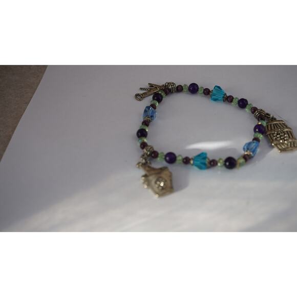 Vintage beaded charm bracelet wine theme Y2K boho eclectic style - Picture 9 of 10